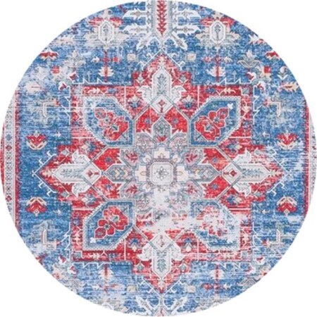 Safavieh 6 x 6 ft. Tucson Vintage Traditional Round Power Loomed Rug; Blue & Red TSN102M-6R